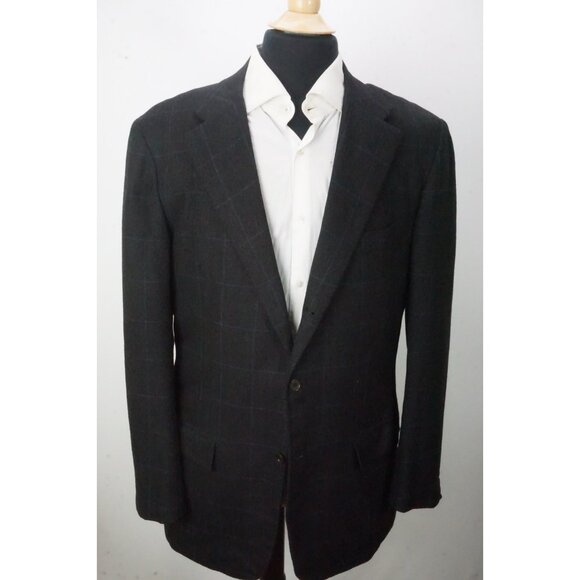 Kiton Cashmere Blend Charcoal Purple Windowpane Plaid Sport Coat Jacket 43 - Picture 3 of 7